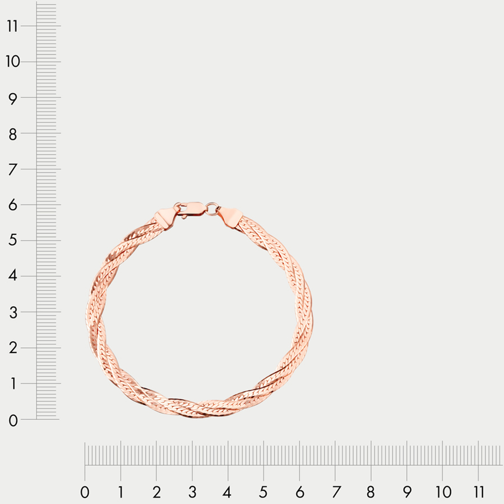 Браслет цепной из розового золота 585 пробы с плетением "Монтреаль" без вставок (арт. НБ 12-025 0.40)