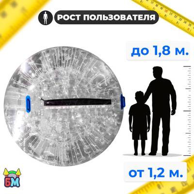 Водный зорб "Прозрачный", ПВХ, с молнией TIZIP, диаметр 2.2, без сидений для ходьбы внутри