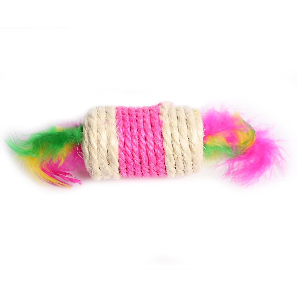 Игрушка для кошек Бочоночек с перьями