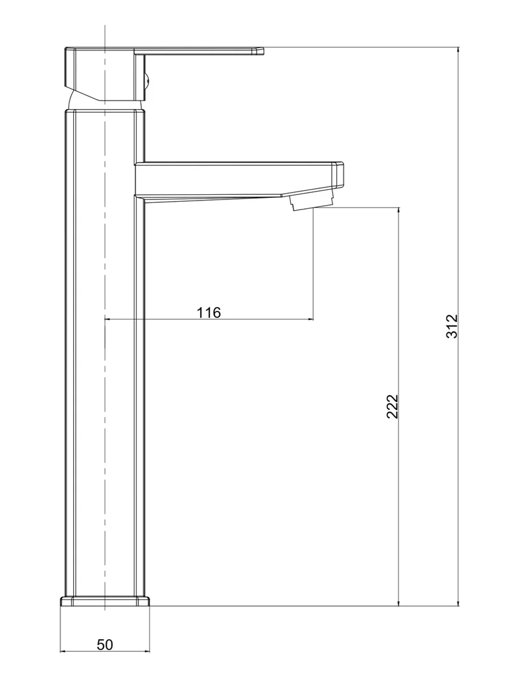Смеситель для раковины в ванну высокий VODA IC25