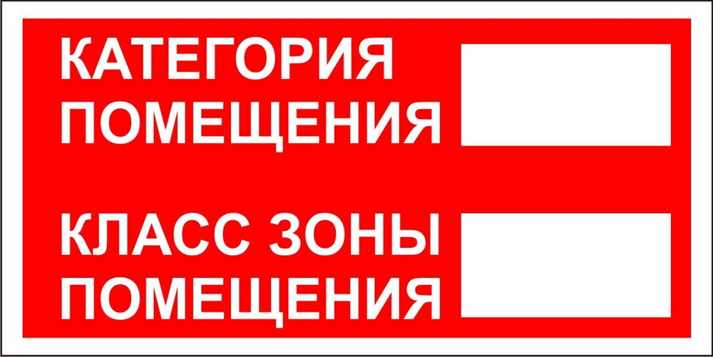 Знак F13 Категория, класс зоны помещения (табличка, наклейка)