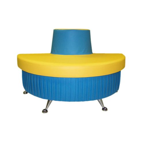 «Диван полукруглый" на хромированных ножках, голубо-желтый