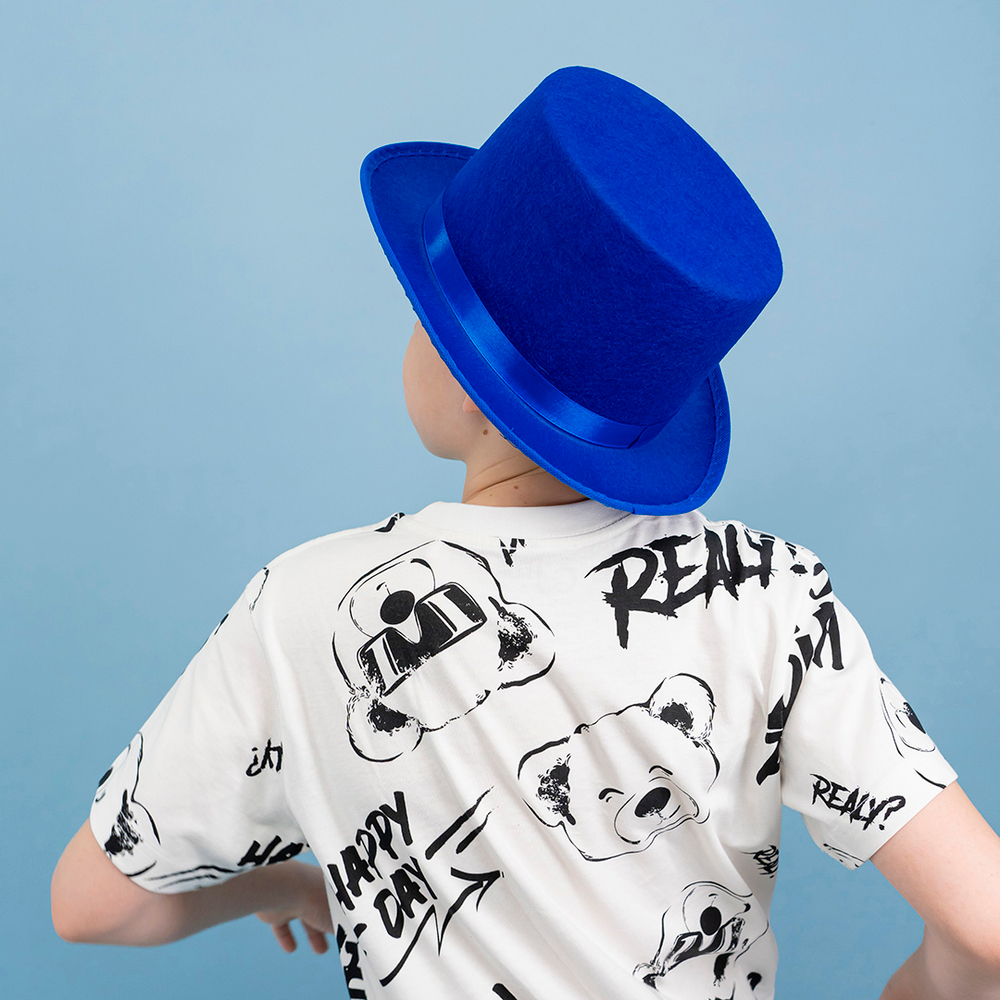 Шляпа, Цилиндр, фетр, Синий, 56-58 разм.