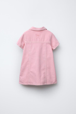 ZARA ПЛАТЬЕ ИЗ ТВИЛА С КАРМАНАМИ, РОЗОВЫЙ