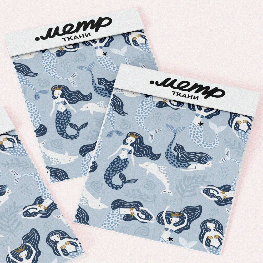 Ткань барби русалки с дельфинами