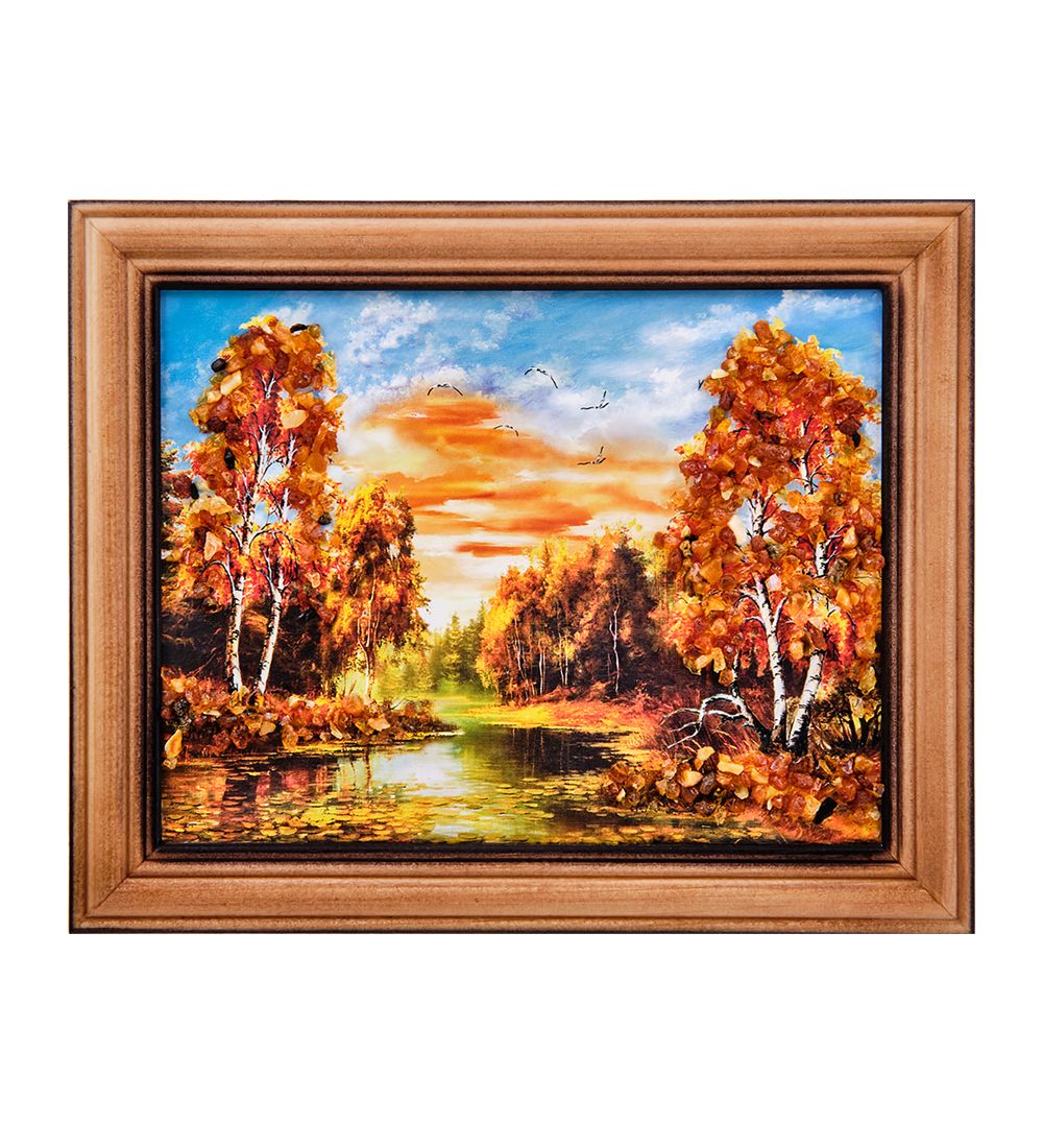 AMB-74/ 3 Картина «Красота природы» (с янтарной крошкой) дер.краш.рамка 12х15