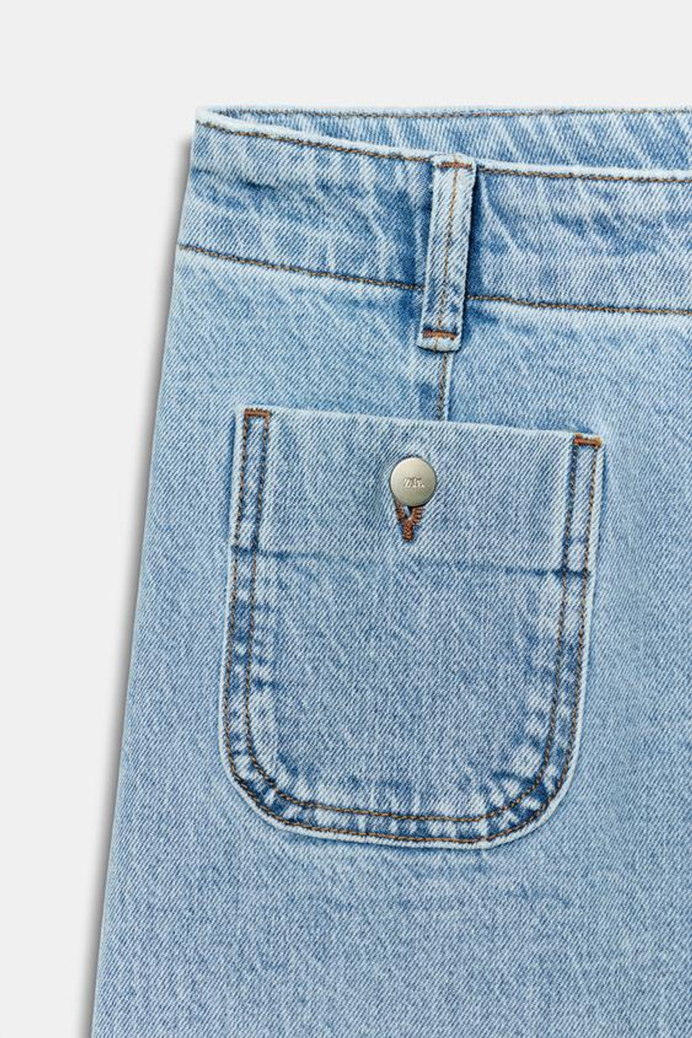 ZARA ДЖИНСЫ Z1975 WIDE LEG С ВЫСОКОЙ ПОСАДКОЙ И КАРМАНАМИ, ГОЛУБОЙ