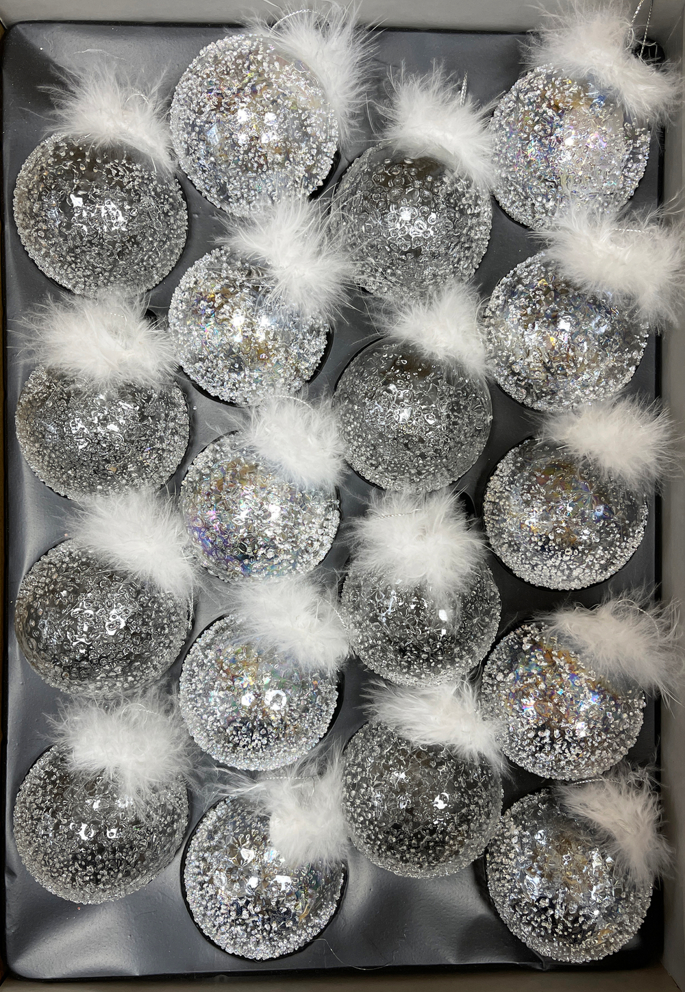 Набор шаров с перышками 7см 18шт ChristmasDeLuxe