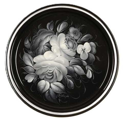 Жостовский поднос декоративный, размер 22 см (A5), металлический