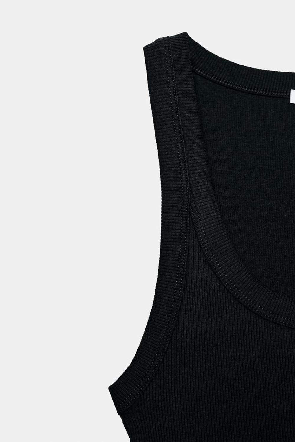 ZARA ТОП В РУБЧИК БЕЗ РУКАВОВ, ЧЕРНЫЙ