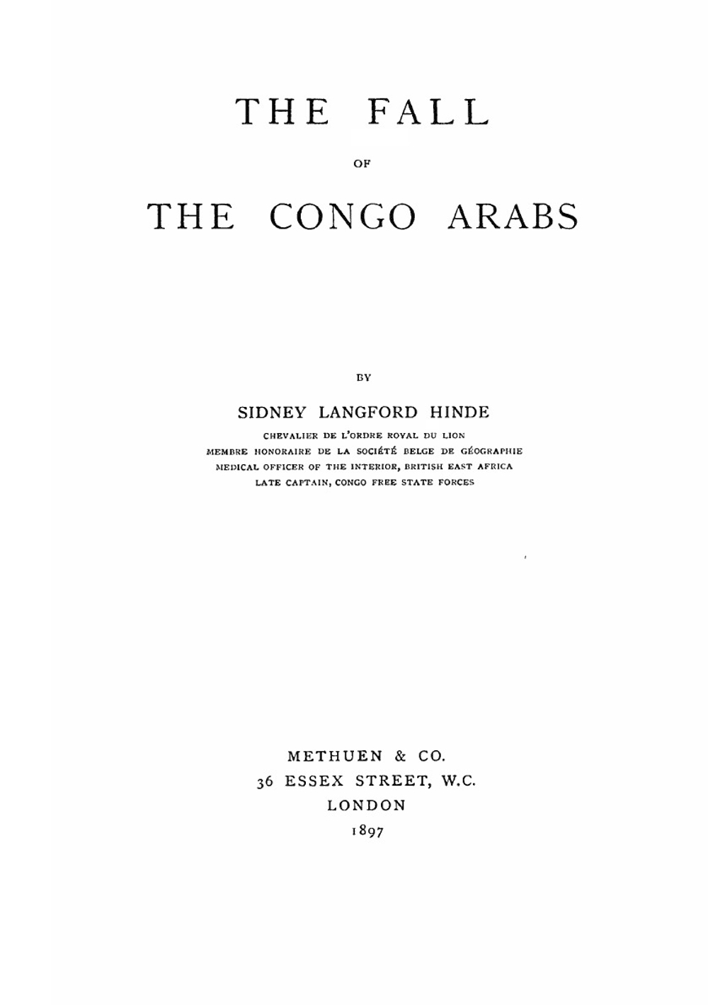 The Fall of the Congo Arabs | S.L. Hinde