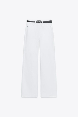 ZARA ДЖИНСЫ Z1975 STRAIGHT С ВЫСОКОЙ ПОСАДКОЙ И МАКСИМАЛЬНОЙ ДЛИНОЙ, БЕЛЫЙ