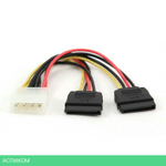 Кабель SATA Cablexpert CC-SATA-PSY P15см, molex 4pin/2x sata15pin, на 2 устр., пакет