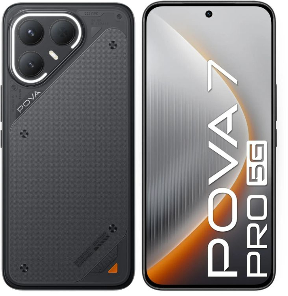 6.78" Смартфон TECNO Pova 7 Pro 5G 12/256Gb,  NFC,  OLED,  144Гц,  6000мAч,  черный