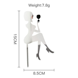 Топпер «Силуэт» девушка с бокалом, серебряный