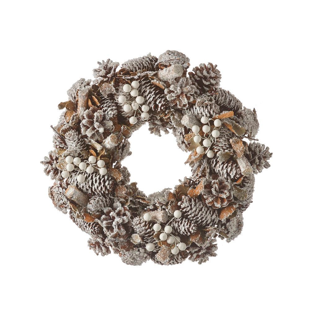Венок из шишек 35см Edelman B.V. заснеженный