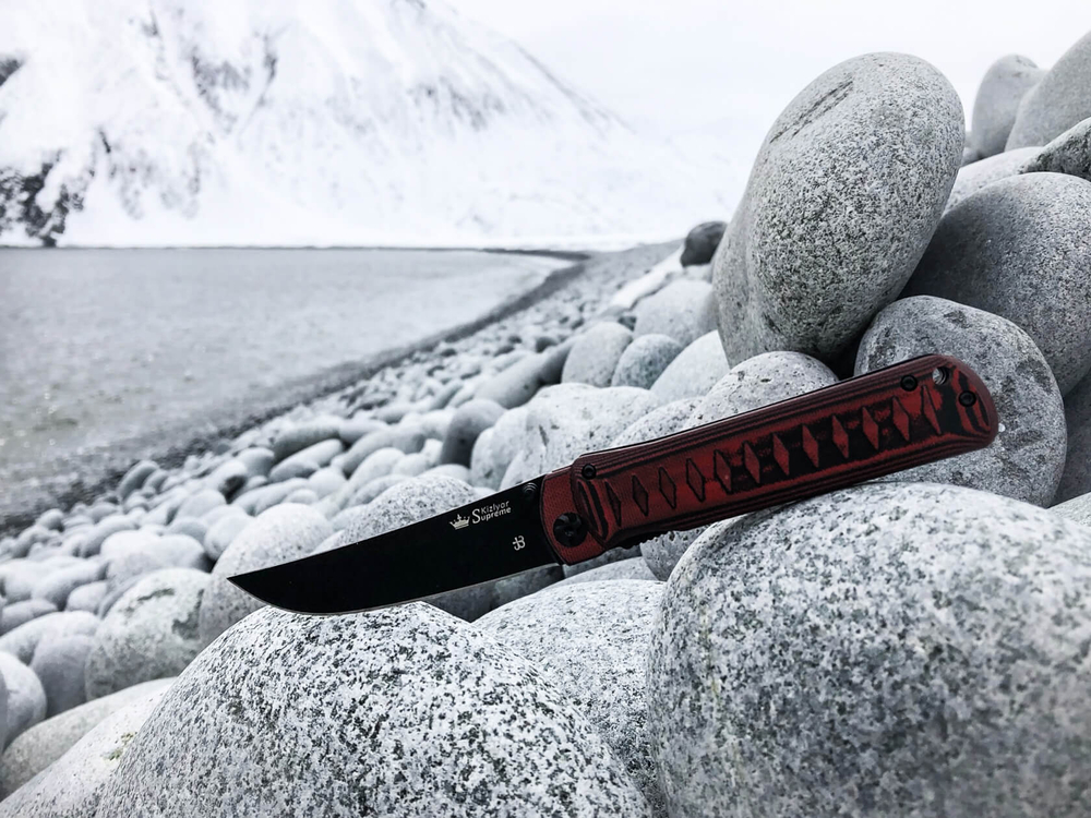 Складной нож Whisper D2 StoneWash Red, на подшипнике