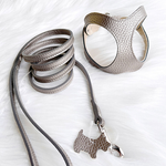 9307 Поводок кожаный "Перламутр" / PREMIUM