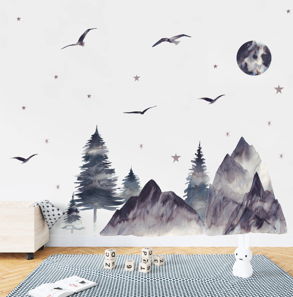 Наклейки ГОРЫ В ТУМАНЕ сет 1 | Bumashka shop