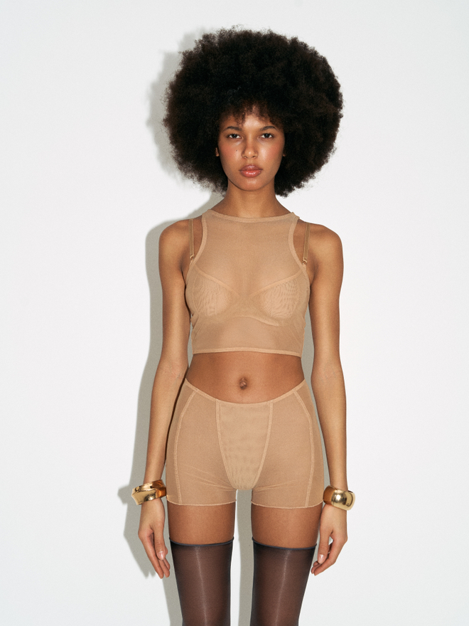 Майка mesh strip — Nude