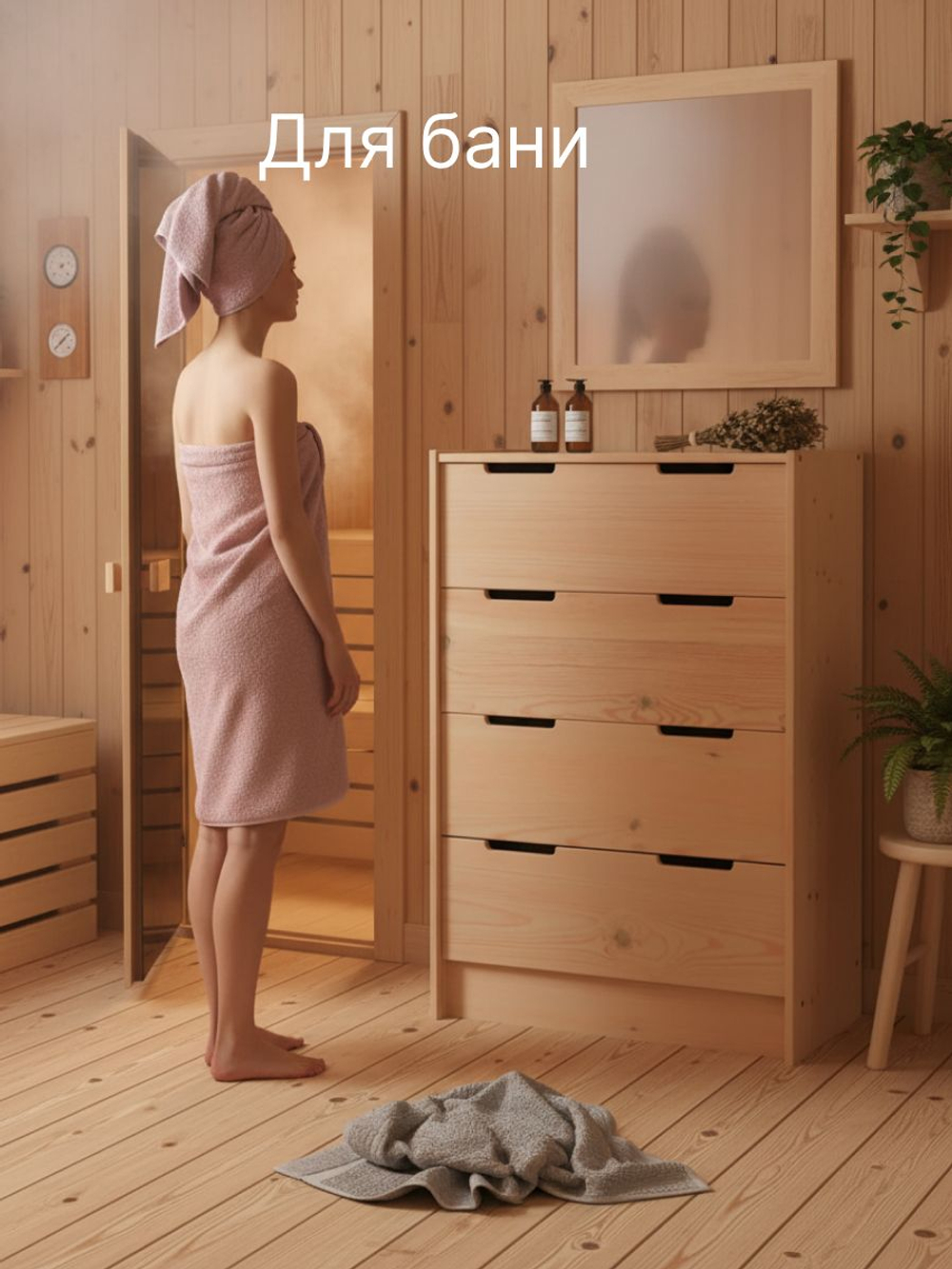 Комод, 62х30х90, Раст, для одежды и игрушек, с ящиками, массив сосны, без отделки, IKEA