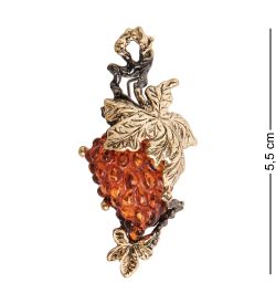 AM- 891 Брошь «Виноград» (латунь, янтарь)