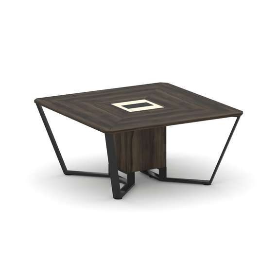 Steel Meet Стол переговорный квадратный KMK-PR.B.SP-08 Дуб Мали/Ваниль Глянец/Металл Черный 1600*160