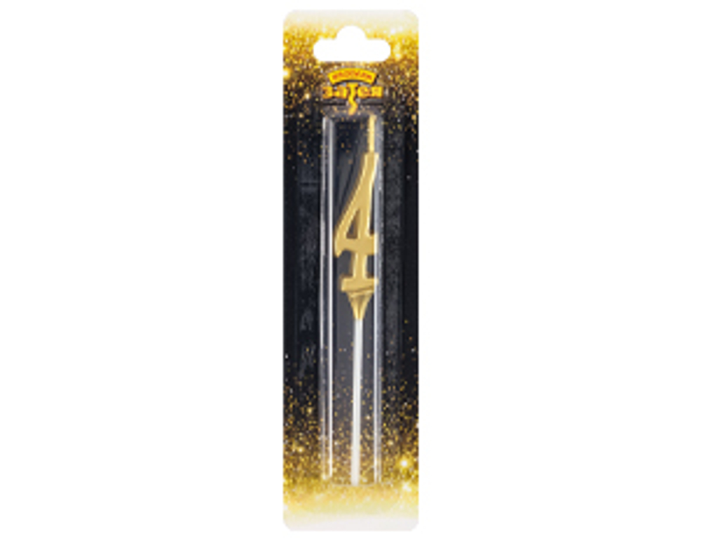 Свеча-цифра "4" Элегант Золото 5см