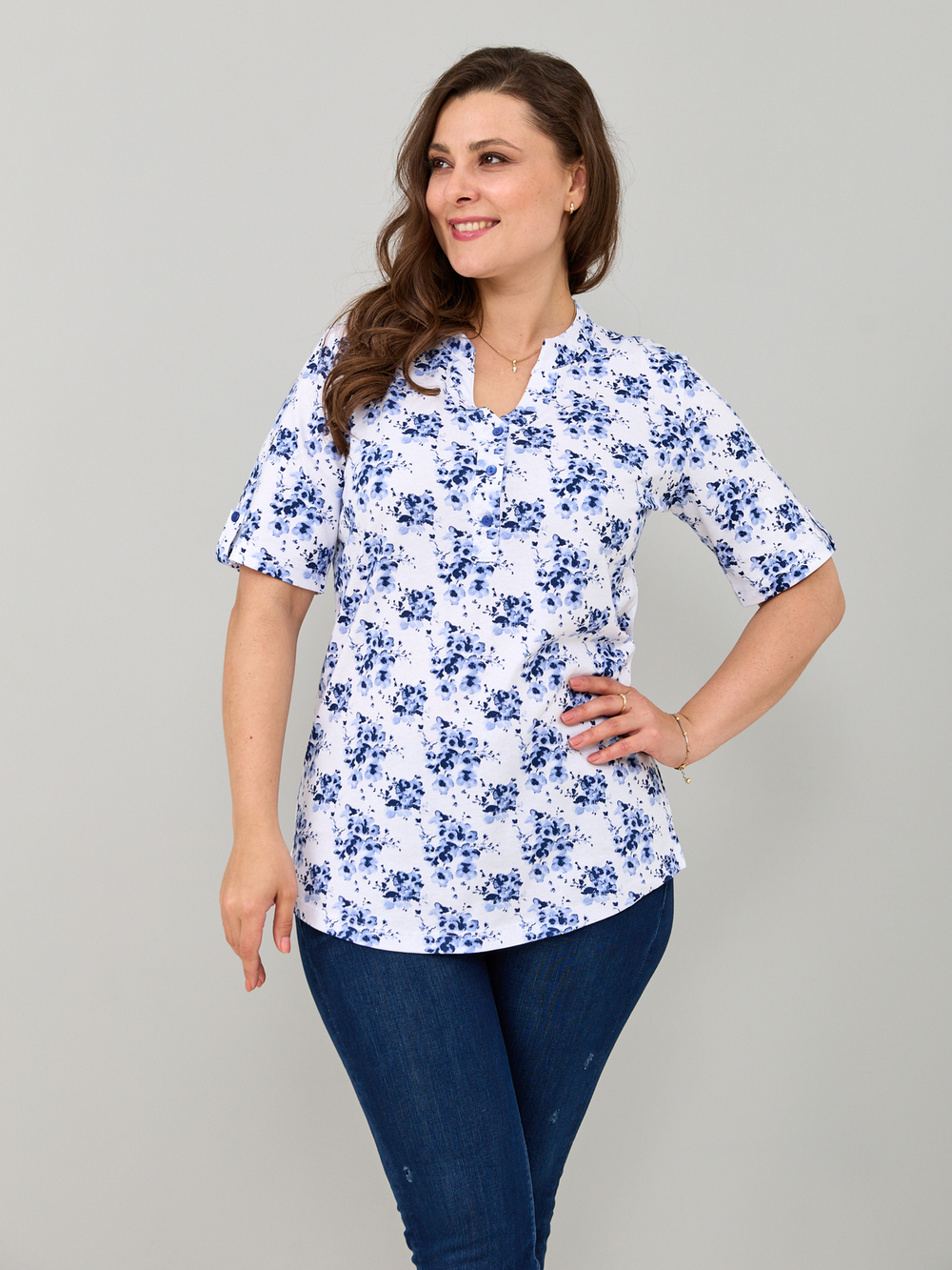 Блузка БЛ-122/гжель