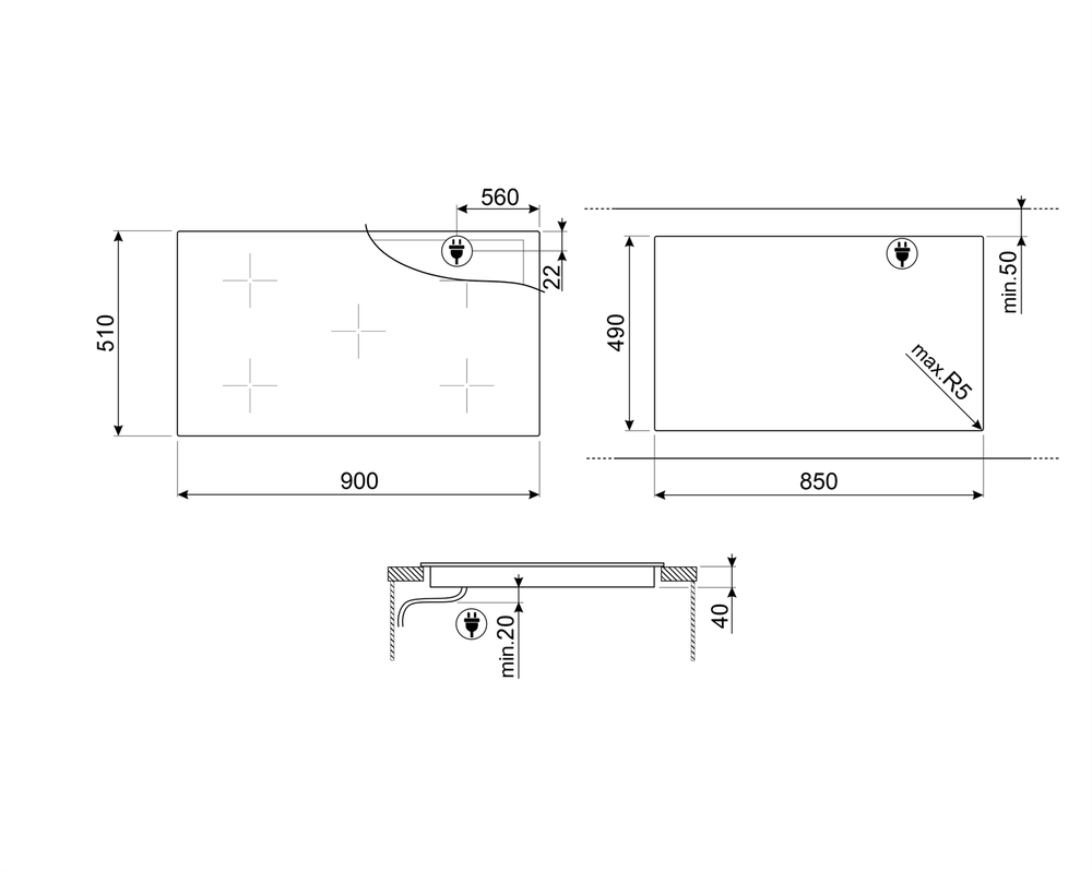 Электрическая варочная панель Smeg SE495ETD