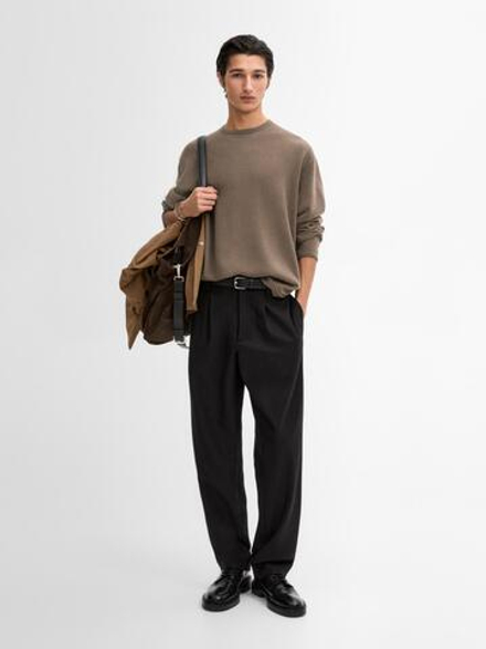 Massimo Dutti СВИТЕР ИЗ СМЕСОВОЙ ШЕРСТИ, КОФЕЙНЫЙ