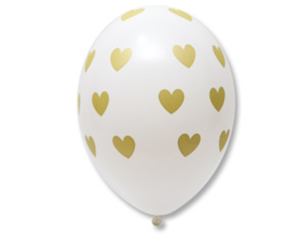 Золотые Сердца на белом Шар с рисунком