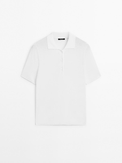 Massimo Dutti Хлопковая футболка поло, белый