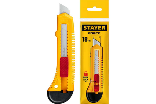 Упрочненный нож STAYER Force из АБС пластика, сегментированные лезвия 18 мм 0911_z01