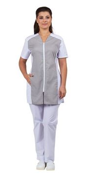 Блуза женская "Тереза" (белый/серый)