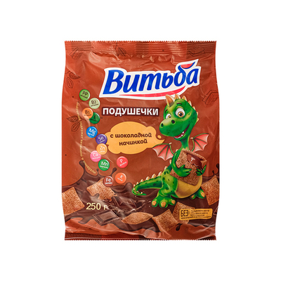 Подушечки с шоколадной начинкой 250 г, "Витьба", Беларусь