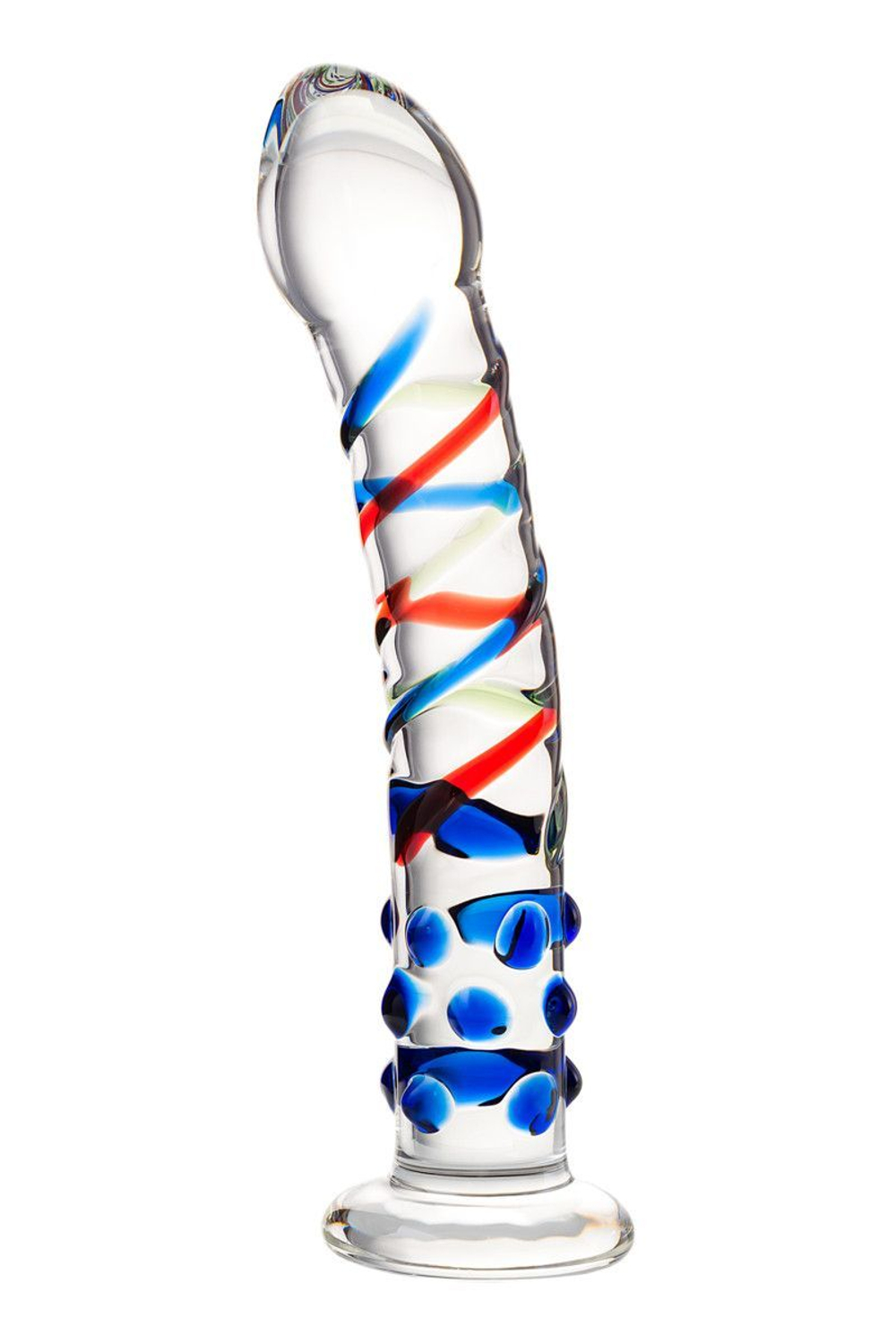 Фаллос стеклянный Sexus Glass, 18 см – рельефные волны и точки