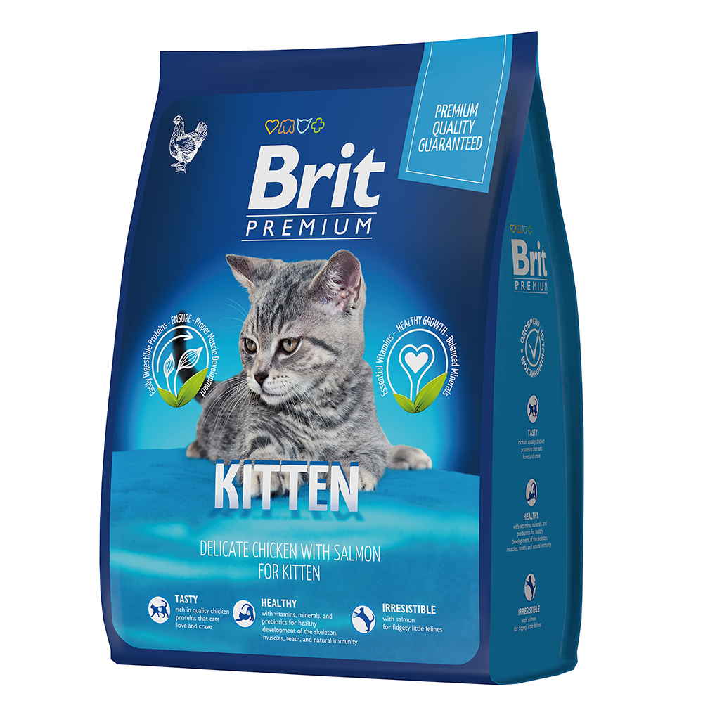BRIT Premium Сухой корм для котят с курицей и лососем 2 кг