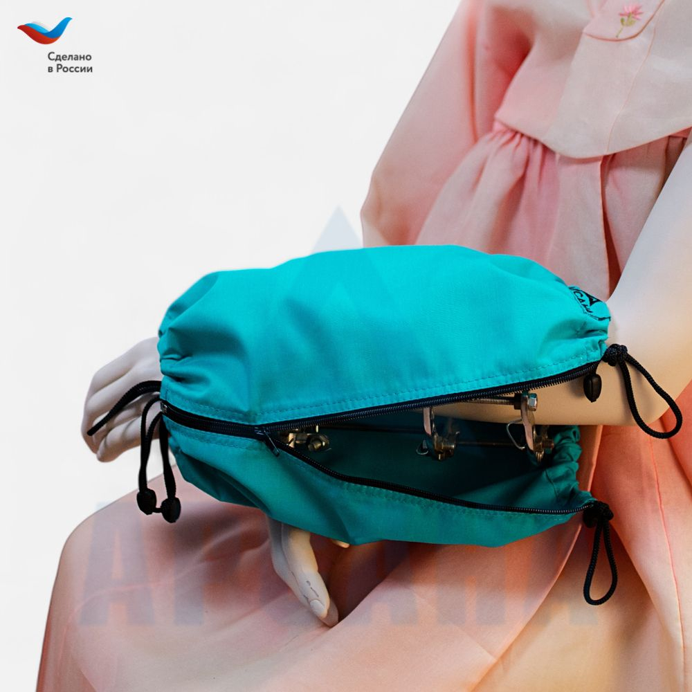 Чехол с открытой кистью на аппарат Илизарова. Ткань Сорочка. Цвет изделия - бирюзовый, молния черная. Размер PPO 8