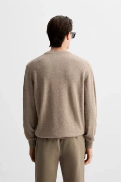 ZARA СВИТЕР ИЗ 100% КАШЕМИРА, БЕЖЕВЫЙ С МЕЛАНЖЕВЫМ ЭФФЕКТОМ