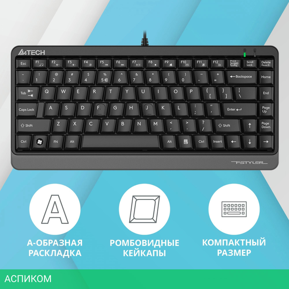 Клавиатура A4Tech Fstyler черный/серый (FKS11)