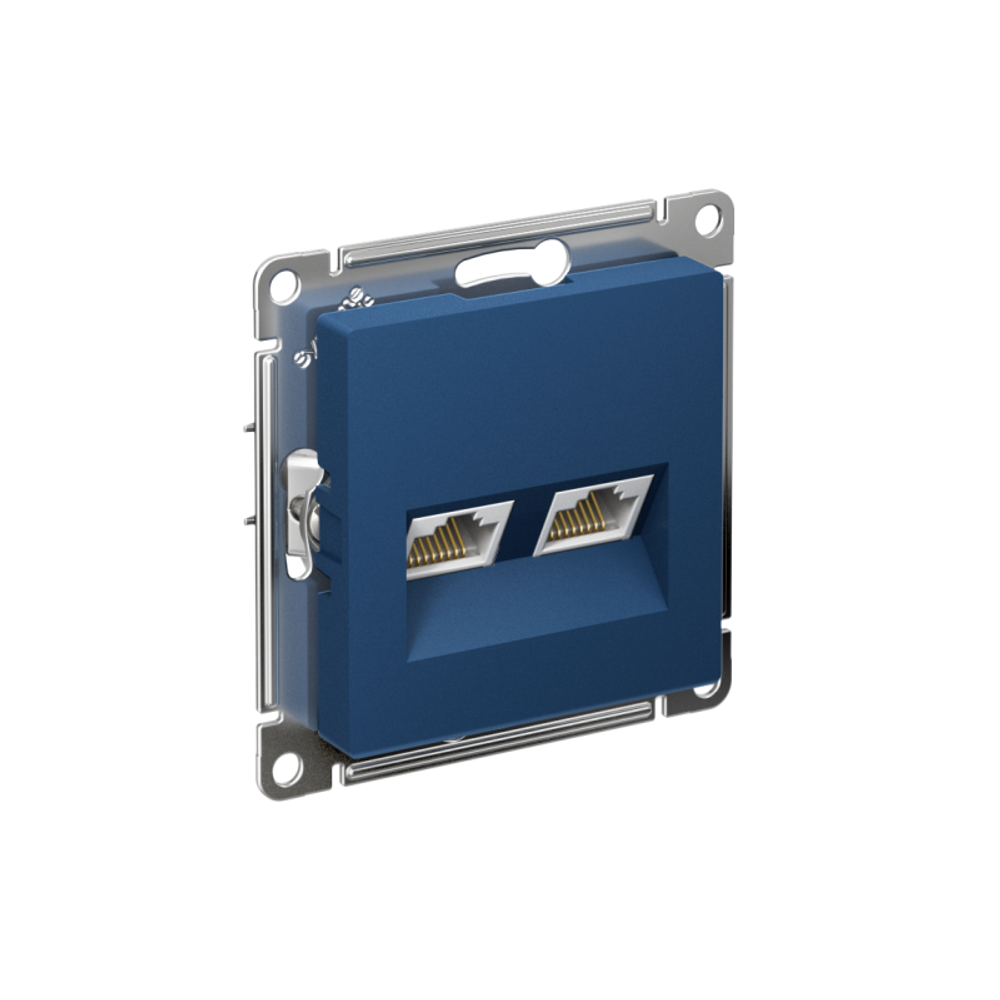 Розетка компьютерная 2-м AtlasDesign RJ45+RJ45 кат.5E механизм аквамарин SE ATN001185