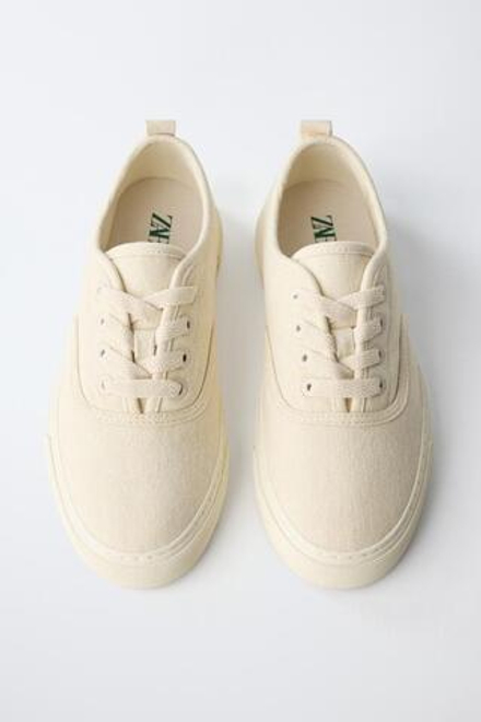 ZARA КЕДЫ СО ШНУРКАМИ, ЭКРЮ