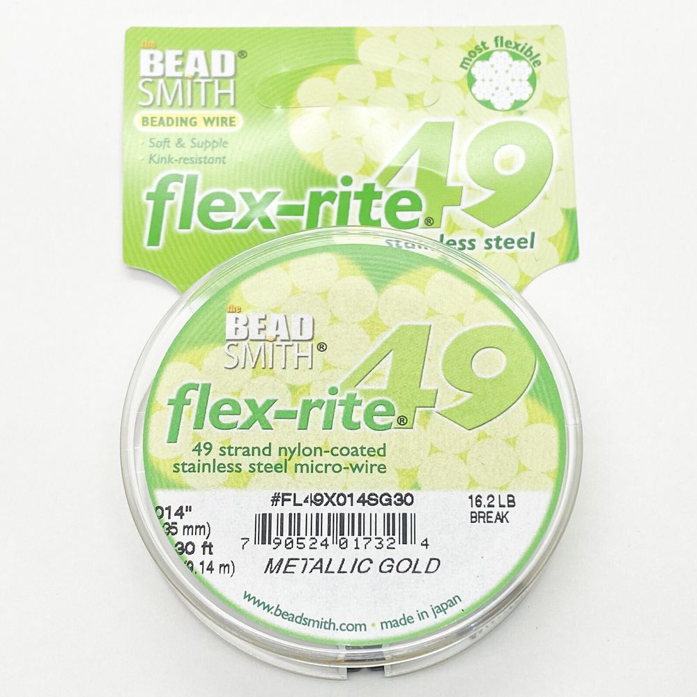 Ювелирный тросик Flex-rite 49, цвет золото, толщина 0,35 мм, цена за 1 м