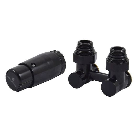 Комплект узла нижнего подкл SCHLOSSER угловой STANDARD 3/4quot; (Ral 9005) с термогол. М30х1,5, ниппеля 1/2quot;Х3/4quot;