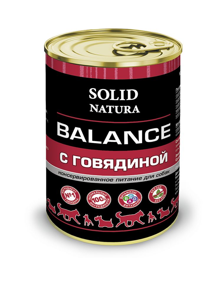 Solid Natura Balance Говядина влажный корм для собак жестяная банка 340 г