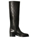 CHANEL Leather Calfskin Knee high Boots Women"s Black