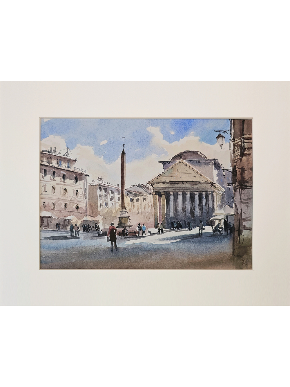 Картина авторская акварельная в паспарту 30х40 см на стену для интерьера "Пантеон. Рим"