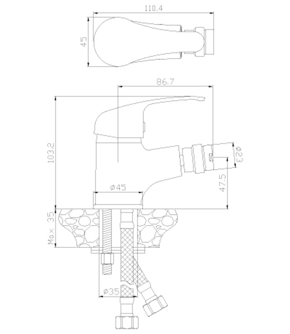 Смеситель Rossinka A35-51 для биде