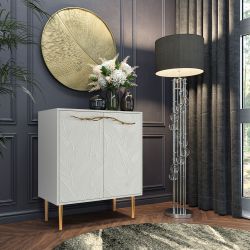 Комод Арт Колор leaves Стайл Голд с 2 полками Белый опал